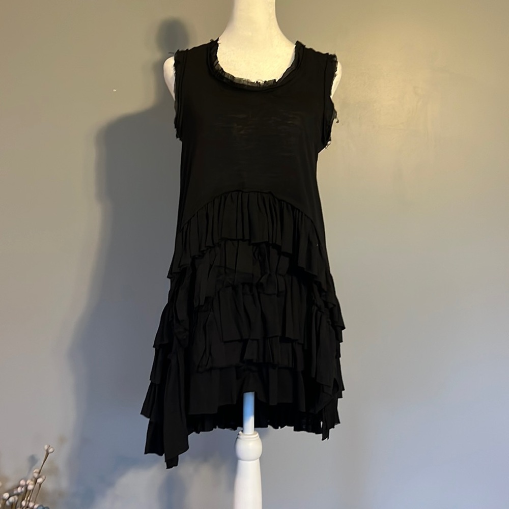 Ciel USA Black Tank Top with Ruffle Detail, Size Medium